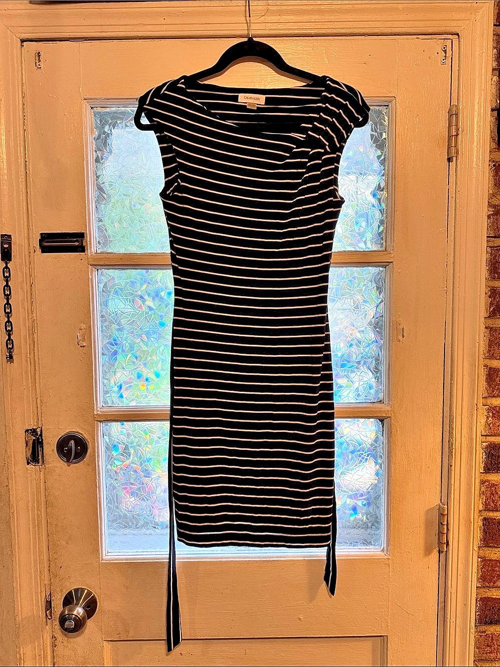 Calvin Klein Striped Mini Dress in Black & White Size 4